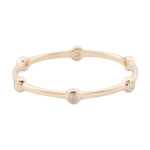 WHITE LOTUS 14kt Gold Diamond Bezel Band Ring NWT